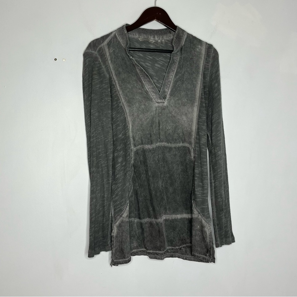 Soft Surroundings Size Small Blouse Boho Grey Dye Mixed Fabric